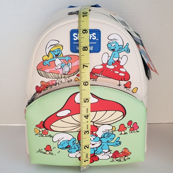 The Smurfs Mini Backpack Mushrooms, Papa Smurf,Brainy,  Smurfette Blue NWT*READ* - Picture 3 of 15
